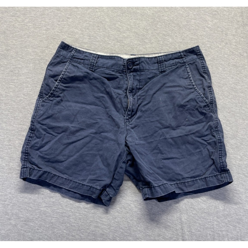 Old Navy Lived-In Straight Chino Shorts Mens 34 Navy Blue Cotton Slash Pockets